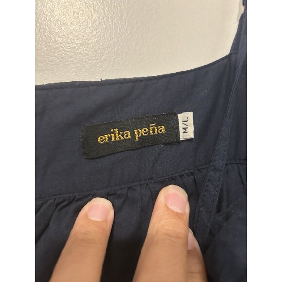 Navy Blue Spaghetti Strap Voluminous Ruffle Sundress Dress Size Small / Medium - Picture 4 of 6